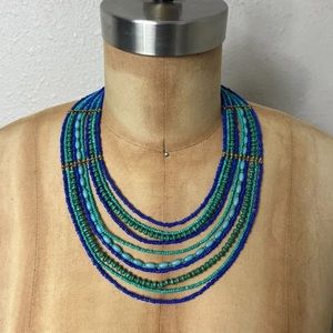 BCBG Beaded necklace tiered. Blue/turquoise